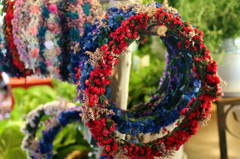 ドライフラワーリース。