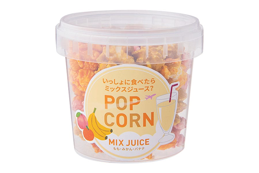 ポップコーン もも・みかん・バナナ（ミックスジュース風味）500円。