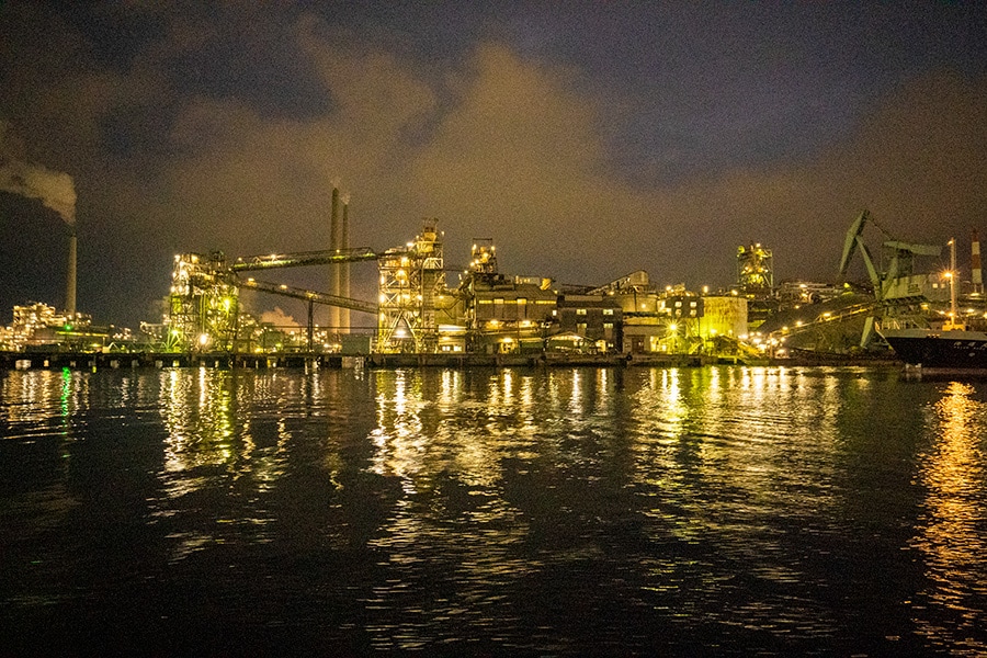 周南市工場夜景。