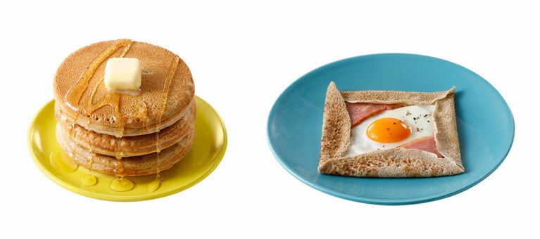 長野県 青木村「Sobaday(パンケーキ＆ガレットミックス粉)」2,200円 (300g)の調理例／長野県