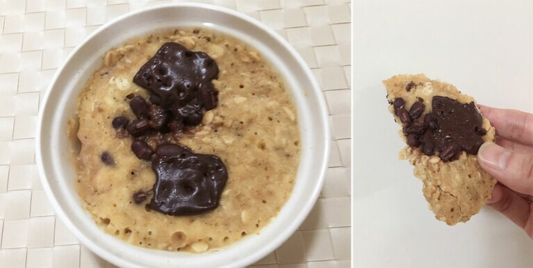 こちらは自分で炊いたあずきとチョコ。ゆであずきを入れると大判焼き風になります。