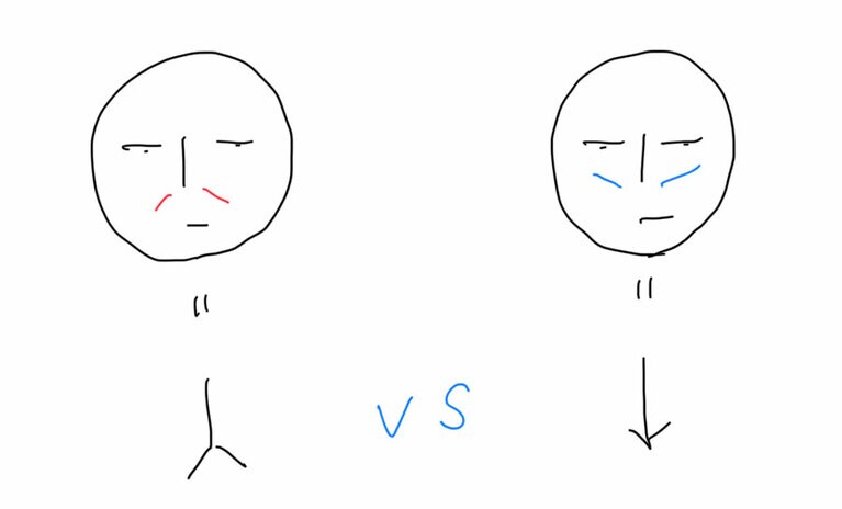 頬が垂れると、鼻が長く見えるんです……。