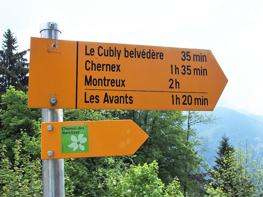 スイスの登山道は看板がしっかり設置されており、親切で頼もしいです。