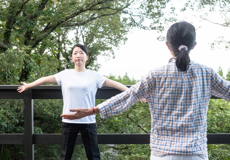 約20分のカルデラ体操で気持ちの良い1日の始まり。