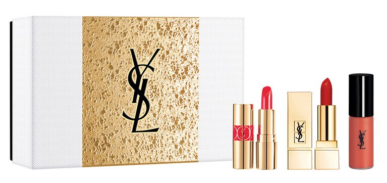 ノエル ミニ リップセット 5,500円。セット内容：ルージュ ピュールクチュール No.1、同 ヴォリュプテ シャイン No.45、タトワージュ クチュール ベルベットクリーム No.201。発売日：11月3日(水) 公式オンライン ブティック、表参道フラッグシップ ブティック、11月12日(金)＠cosme SHOPPING