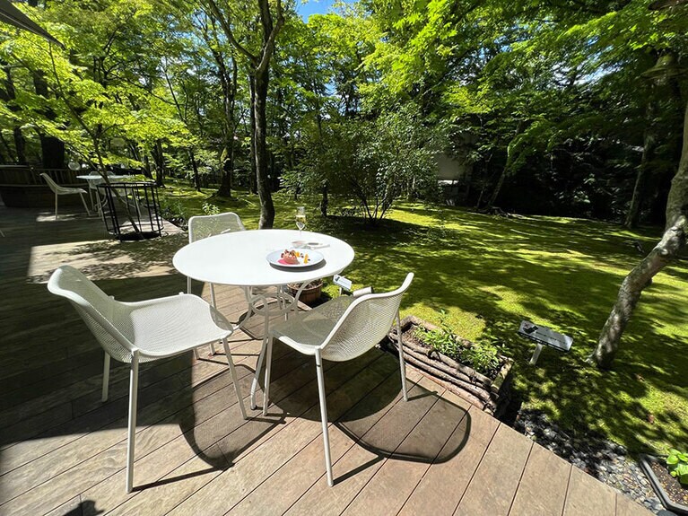 テラス席にて。