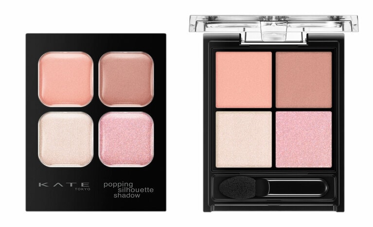 EX-5 コットンピンクポップ。上段は温かみがありツヤ感もきれいなコーラルカラーと、赤味ベージュ。下段左はピンクパール入りのホワイトピンク、右もピンク系偏光ラメが輝き、まぶたの高さを出すピンクの4色。