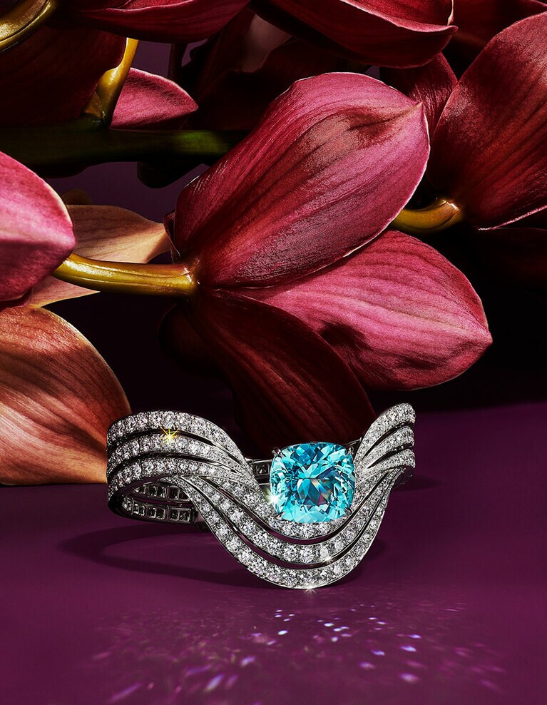 ブレスレット(アクアマリン、ダイヤモンド、プラチナ)。