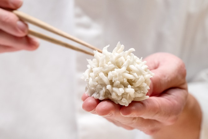 そぼろをつけていくところ。