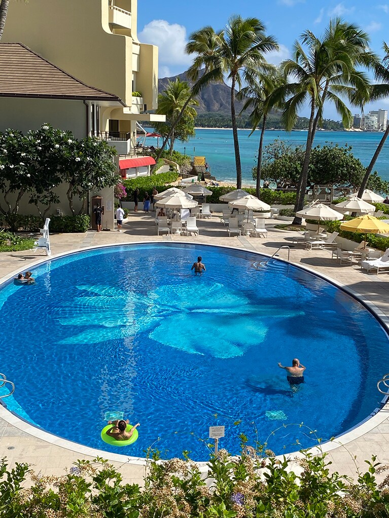 ハレクラニの象徴、大輪のカトレア。夜はライトアップされてさらにロマンチックに。