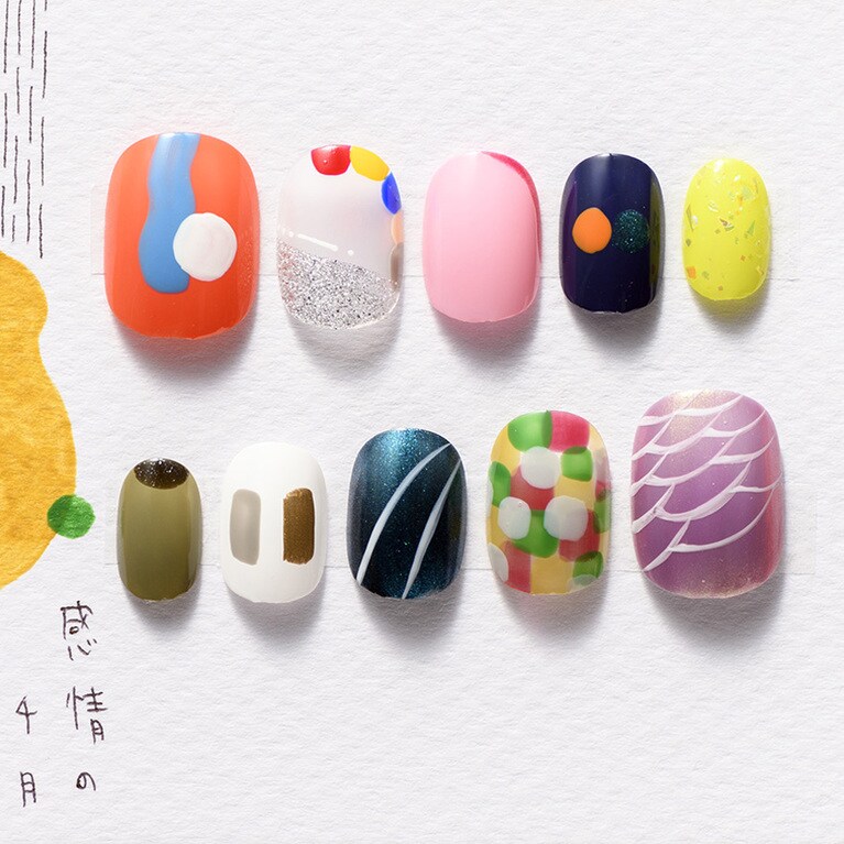 それぞれの爪に異なる柄を描き、毎月1日にオンライン販売している「月刊爪シリーズ」。5月の爪は「変更の5月」。