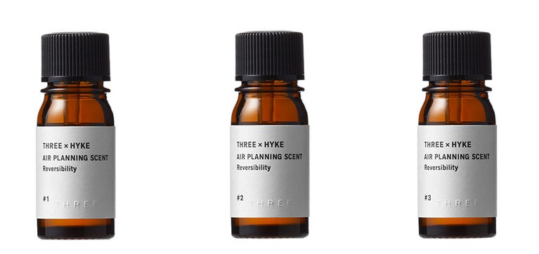 左から：#01 サンクティファイ(浄化)、#02 クリーン(洗浄)、 #03 クリア(透明)。