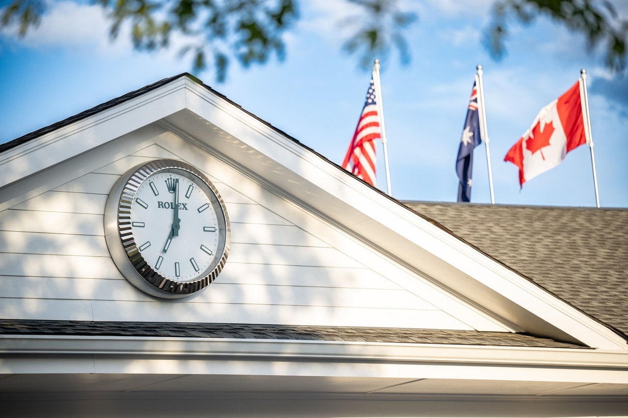 オーガスタ・ナショナル・ゴルフクラブで時を刻む「ロレックスのクロック」。©Rolex／Brent Cline