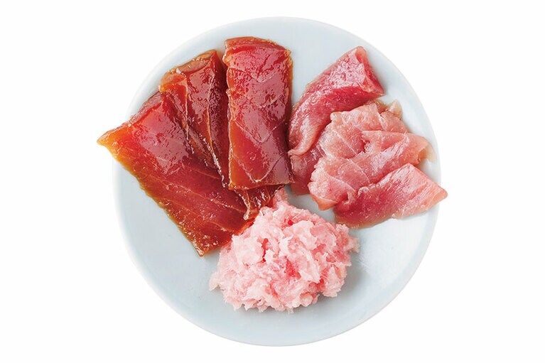 四代目 木下勝之のまぐろの丼食べ比べセット＜まぐろの漬け65g×2、たたき70g×1、スライス60g×1＞ 5,400円／木下水産物