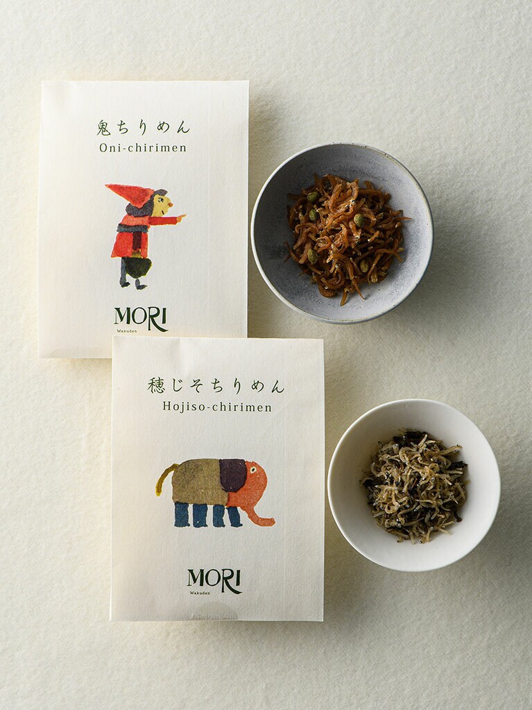 上から：鬼ちりめん、穂じそちりめん 各20g 各500円／工房レストラン wakuden MORI