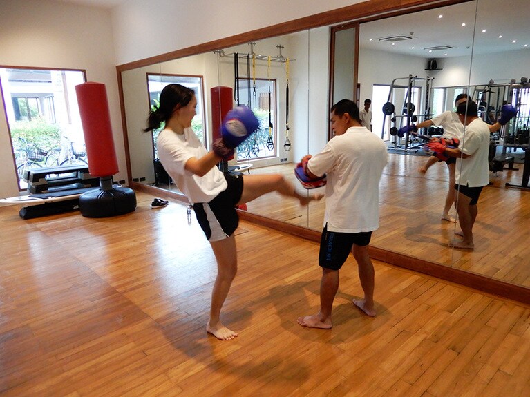 これだけでもかなりの運動量だが、キックはかなり楽しい。