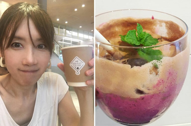 カフェメニューにあったドリンク。右写真はヨーグルトとベリー入りでした。