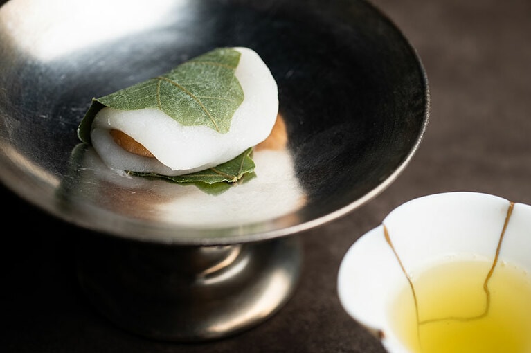 柏餅「立夏」、煎茶「茶ノ蔵　森本健二　越原」。