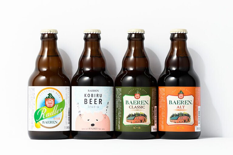 【岩手】ベアレン醸造所の「ベアレンビール」(各330ml)。左から：限定ビール ラードラー 389円、限定ビール コビルビール 389円、定番ビール クラシック 334円、定番ビール アルト 334円 。