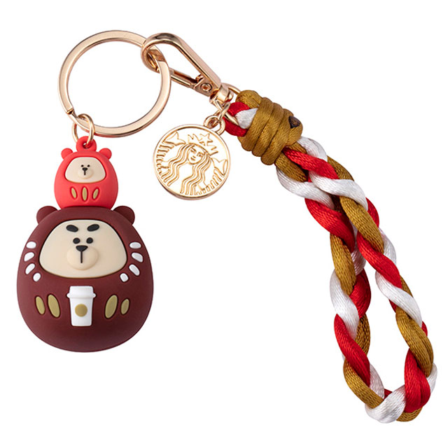 ベアリスタの開運ダルマ形の小熊キーホルダー 500元。