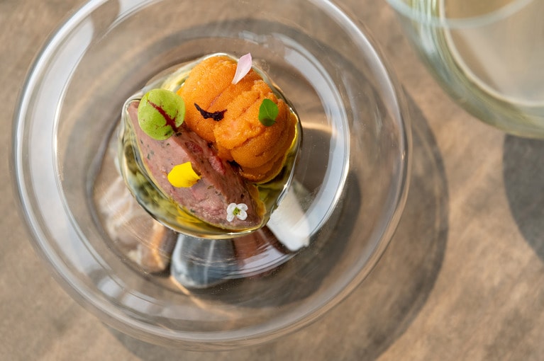 雲丹と鹿肉のアンティパスト。