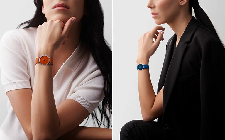 「ラ グラン クラシック ドゥ ロンジン」。左はバーントオレンジ、右はコバルトブルー。