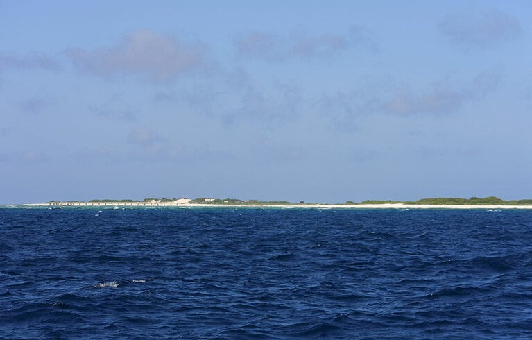 3つの無人島からなるチービシ。この周辺でクジラを探します。