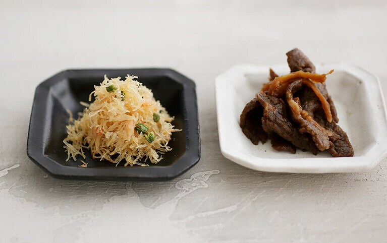 蟹山椒・但馬牛 しぐれ煮 詰め合わせ 3,240円(税込)／さんぽう西村屋　※賞味・消費期限：冷蔵6週間