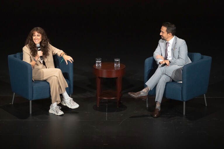 左からアグスティナ・サン・マルティン(プロトジェ)とリン＝マニュエル・ミランダ(メントー)。 ©Rolex／Reto Albertalli