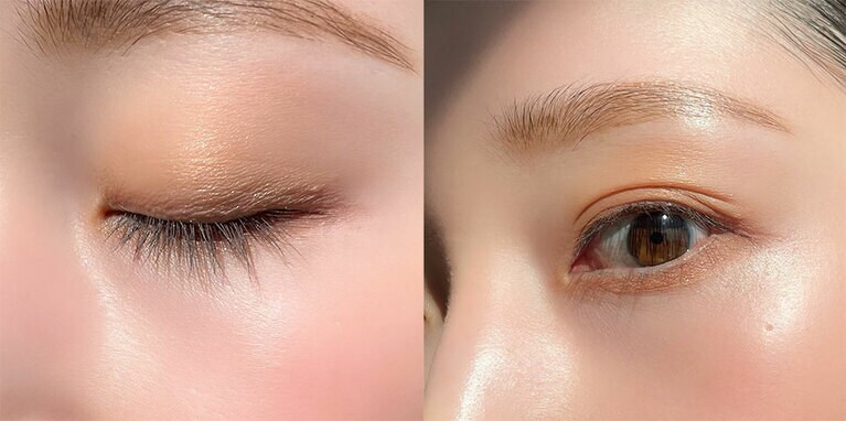 ルナソル アイカラーレーション 18 Sepia Amber(新色)メイク画像。