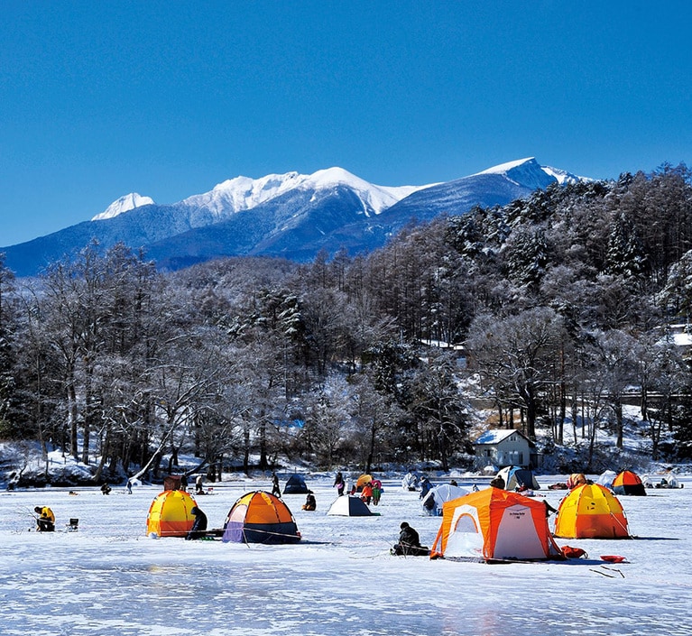 【長野県】小海町　松原湖　氷上のワカサギ釣り。