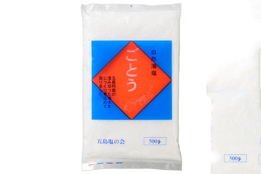 自然海塩「ごとう」〈500g〉950円／ひろんた村 母屋