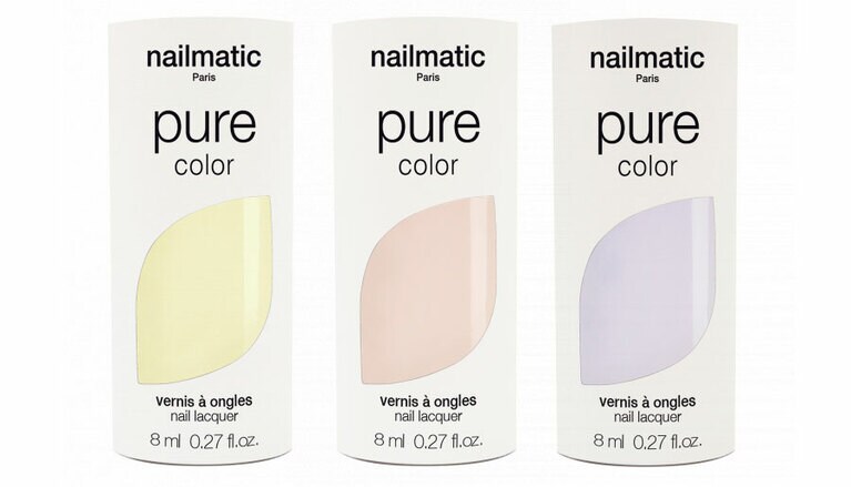 NM ピュアカラー 左から、卵料理カラーのパステルイエロー、BETH(ベス)。マシュマロみたいなパウダーピンクのMAY(メイ)。クールにもフェミニンにも使える上品なライラック、PAOLA(パオラ)。各8mL 2,090円／ナショナル・ベンディング(2022年3月25日［金］発売)