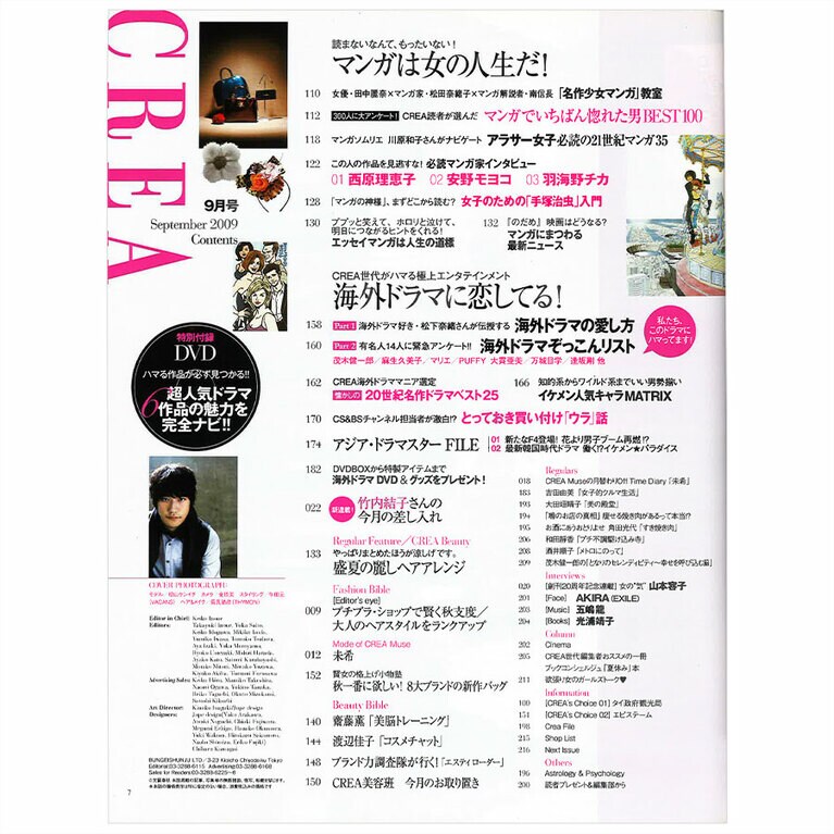 2009年9月号目次。