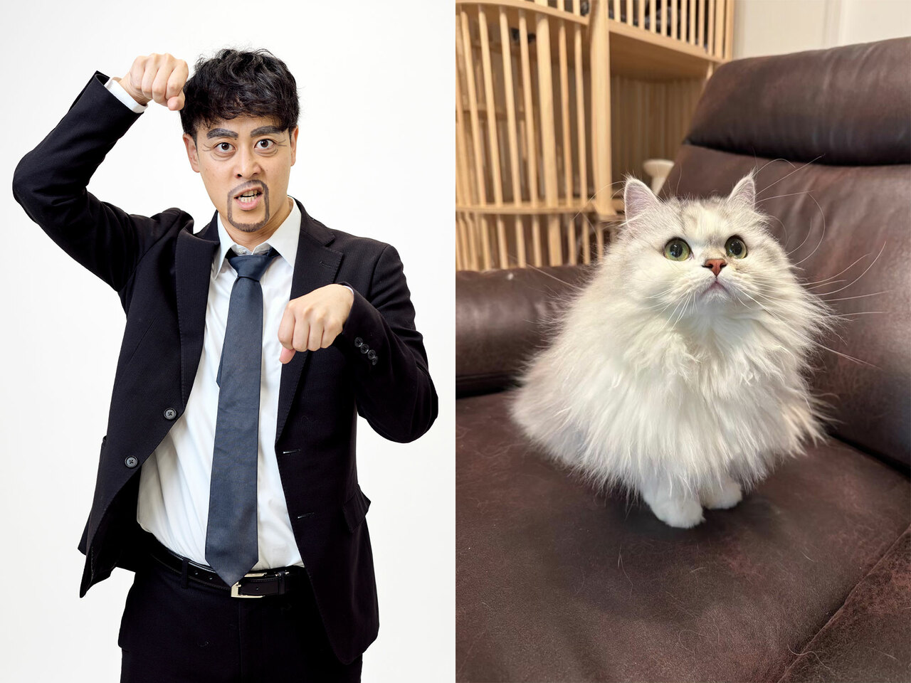 都留拓也さん（ラパルフェ）と愛猫のててちゃん。