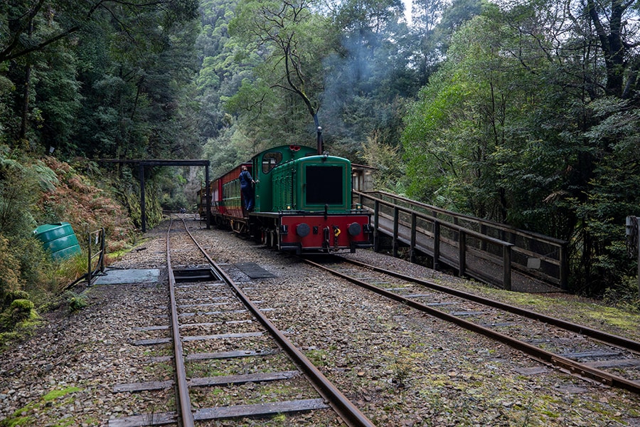 森の中を走る「西海岸ウィルダネス鉄道」。photo:Tourism Australia