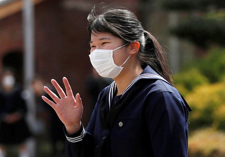 3月22日、学習院女子高等科の卒業式に出席された愛子さま。 ©ロイター／AFLO