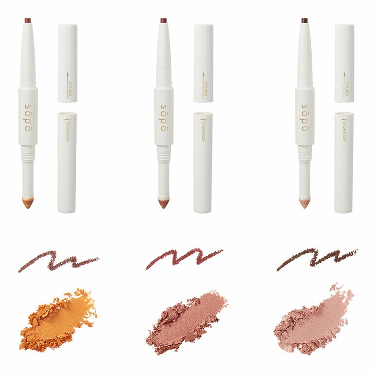 微細なパールの効いたパウダーアイシャドウと、ペンシルアイライナーが１本にセットされた便利アイテム。トレンドカラーを気軽に試せる。パウダー＆ライナー 左から、山吹の印象もあるこっくりオレンジ×赤みブラウンの01マンダリンオレンジ、赤“過ぎない”から使いやすいカシス×バーガンディの03カシスソーダ、粘膜カラーとも呼ばれているパーリィピンク×コッパーブラウンの04ロゼシャンパン 各1,265円／NOIN