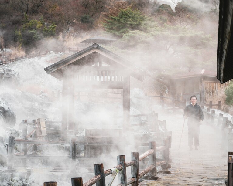 もうもうとした湯煙に包まれる雲仙地獄。