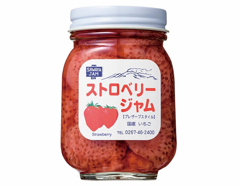 沢屋の「ストロベリージャム Sサイズ」125g 630円。賞味・消費期限：2年、通販：可能。