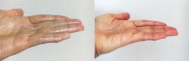 3分ほど塗り込んだのが右です。(以前のコラムより再掲)