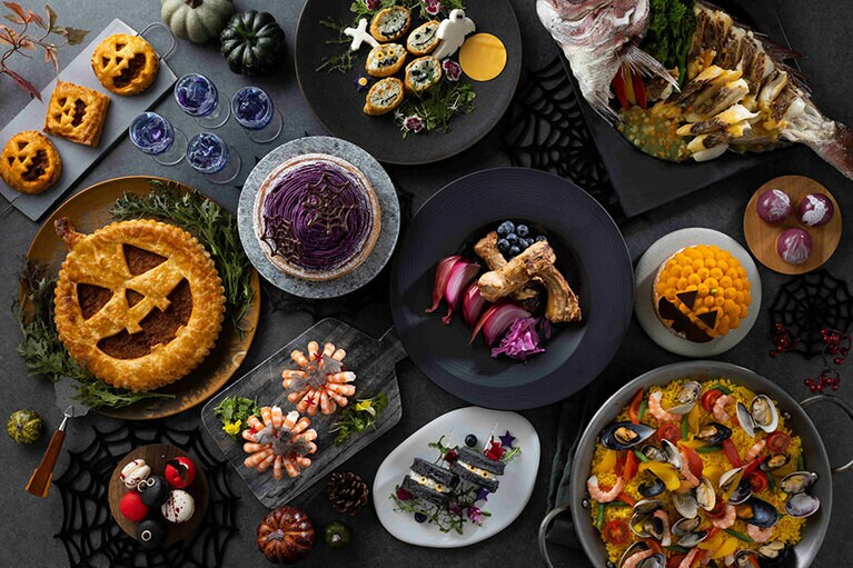 「ハロウィーンブッフェ」のイメージ。ランチ大人 7,500円・小学生 4,000円、ディナー大人 9,000円・小学生 5,000円(すべて税・サ込)。