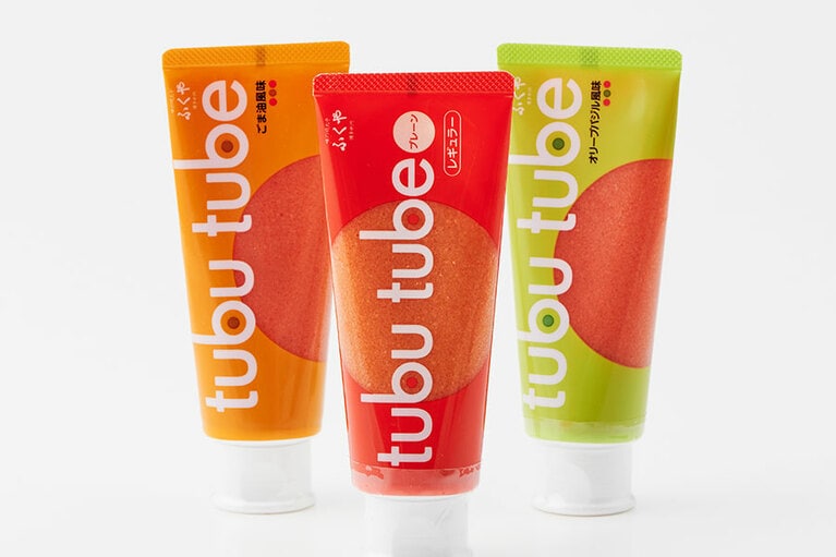 ふくや「tubu tube」各85～100g 500～800円。