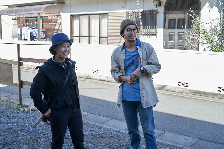 撮影中のおふたりのメイキング写真。