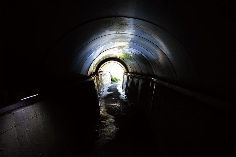 遊歩道の途中には、こんなトンネルも。
