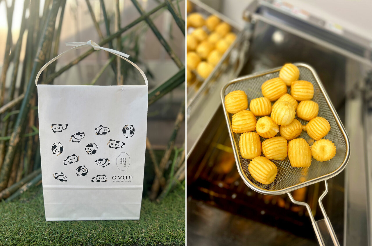 「もちチュロ」6粒 600円。お会計1,600円以上でパンダ米袋が無料（1,600円未満の場合は100円、エキュート上野店限定）／アヴァン