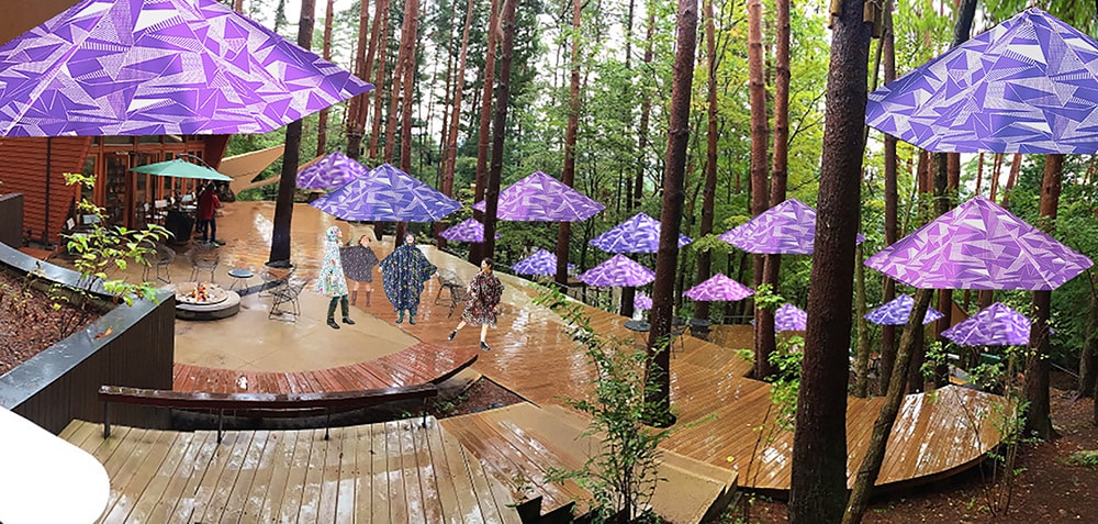 【星のや富士】雨に濡れると色が変わる“雨宿りティピ”が設置されたクラウドテラスを中心に、雨を楽しむさまざまな催しを用意(写真はイメージ)。