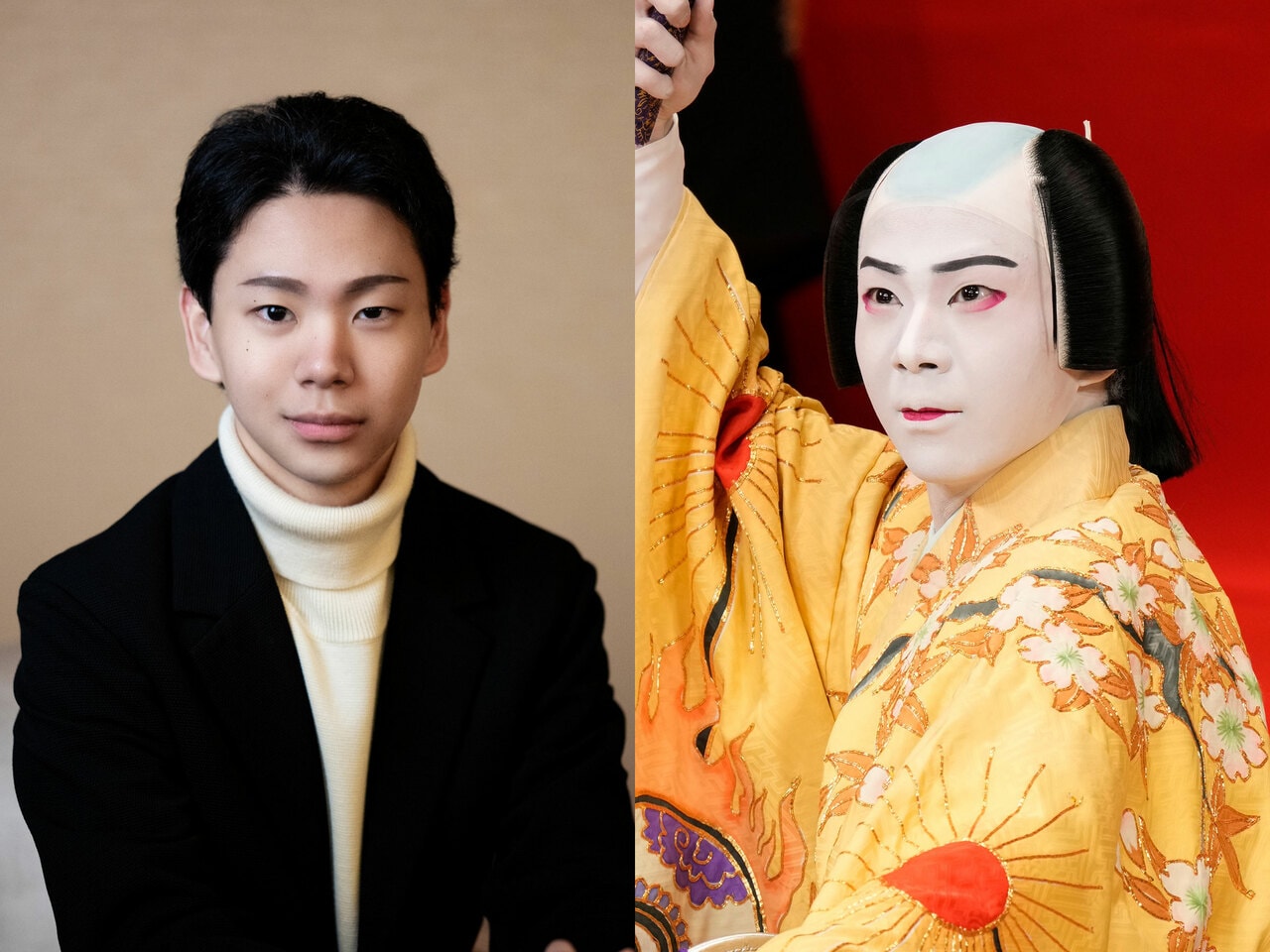 尾上左近さん。（右：『男女道成寺』白拍子桜子実は狂言師左近 ©松竹）