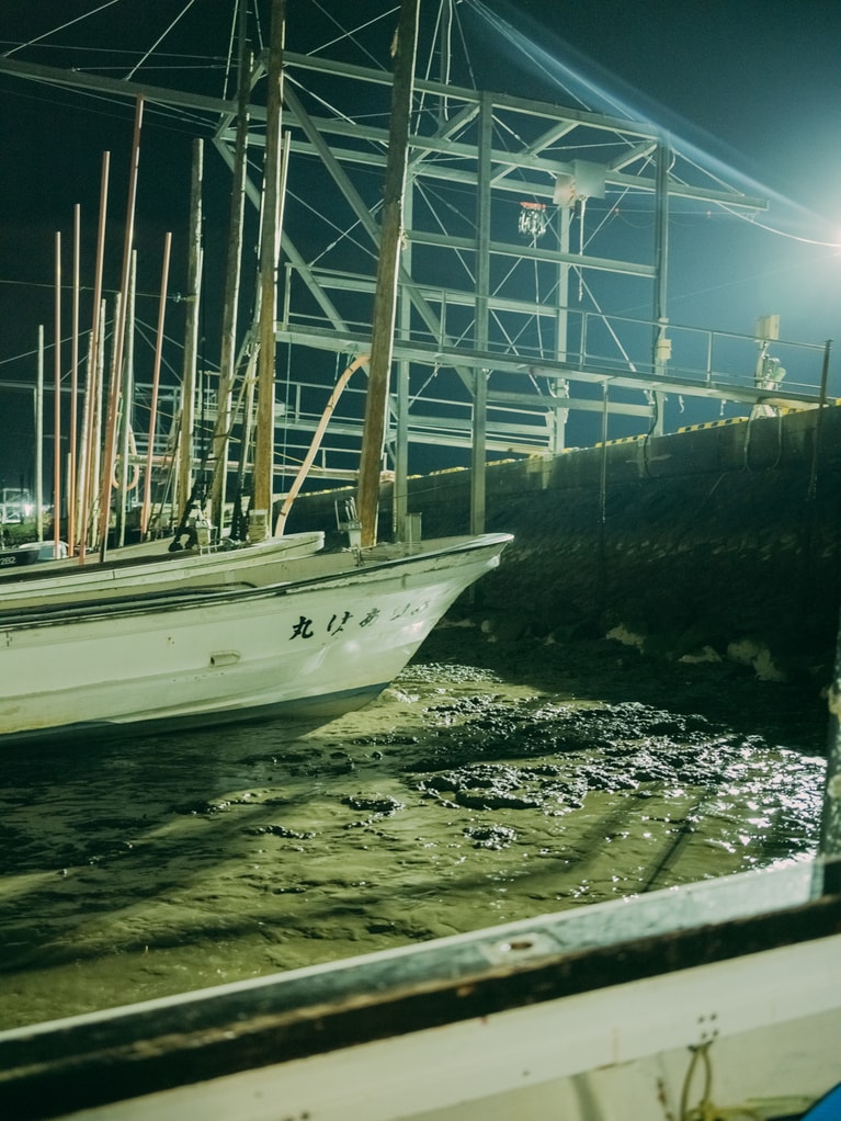 2024.3.9 福岡県柳川市 皿垣開漁港。有明海は干満差が大きく、その差はおよそ6mほどもある。