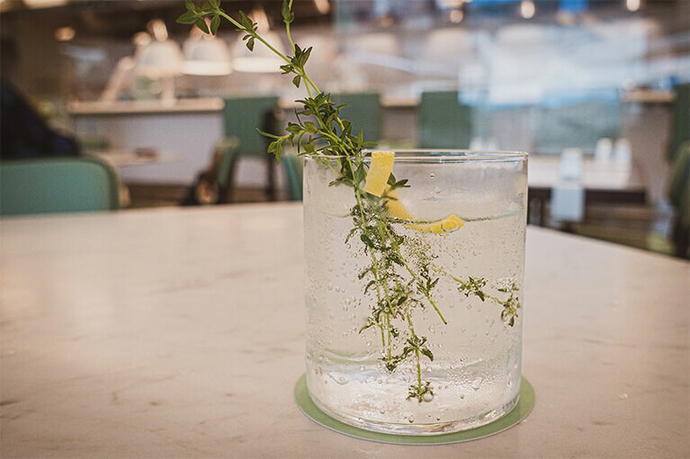 ノンアルコールのジントニック「No Gin Timo」850円。※2021年8月現在、東京では緊急事態宣言発令中のため、アルコールの提供は休止中。